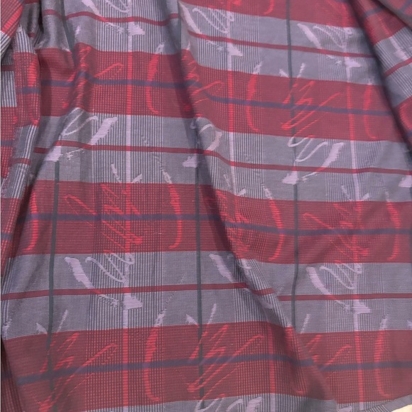 Red and Gray Casual Button Down Shirt with Horizontal Stripes - Picture 5 of 7